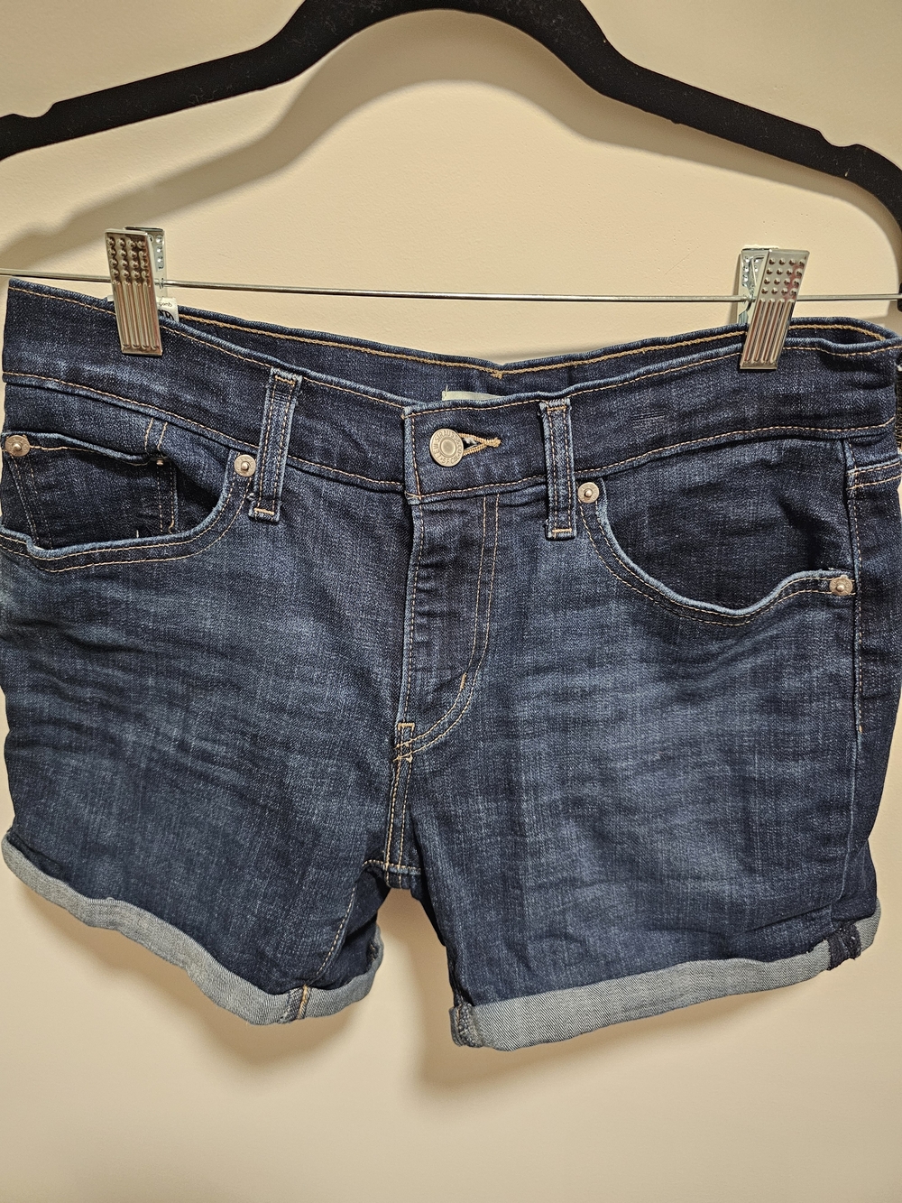 Levi's Dark Blue Rolled Cuff Denim Shorts